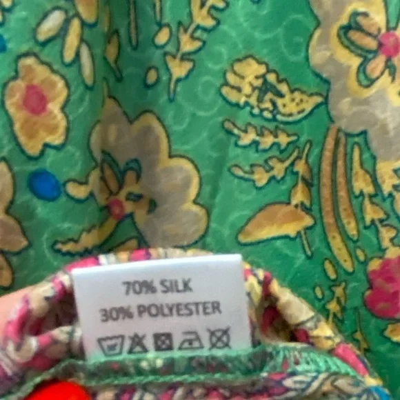 SILK Floral Green Wide Leg Pants - Picture 5 of 13